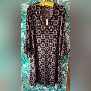 Max Studio Flare Sleeve Black, white and red shift dress NWT SIZE XL